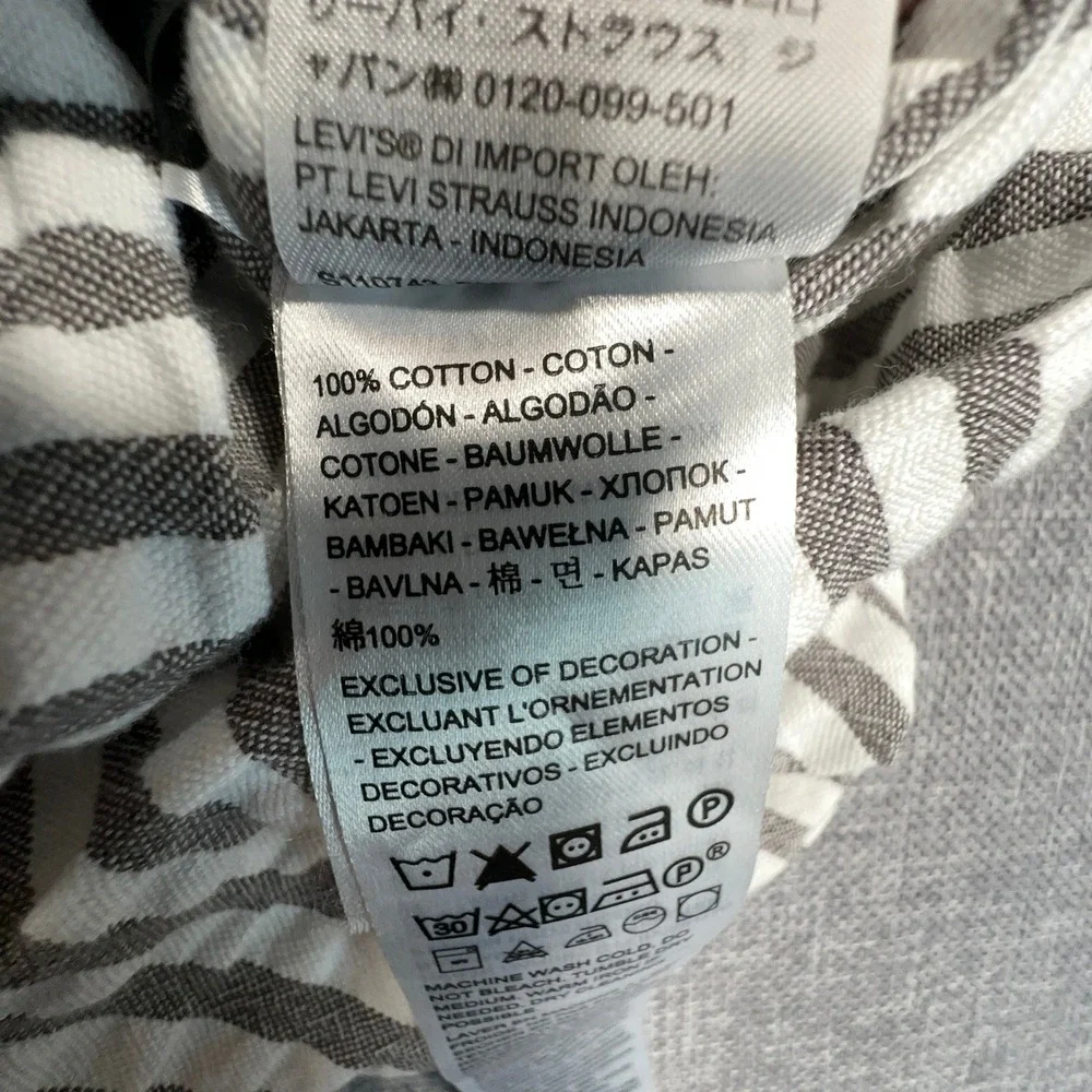 Levi's Octavia Lightweight Anorak Jacket Mens S Gray Striped Seersucker Pullover